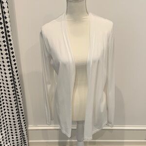 Saks Classic Open-Front White Cardigan. Medium.